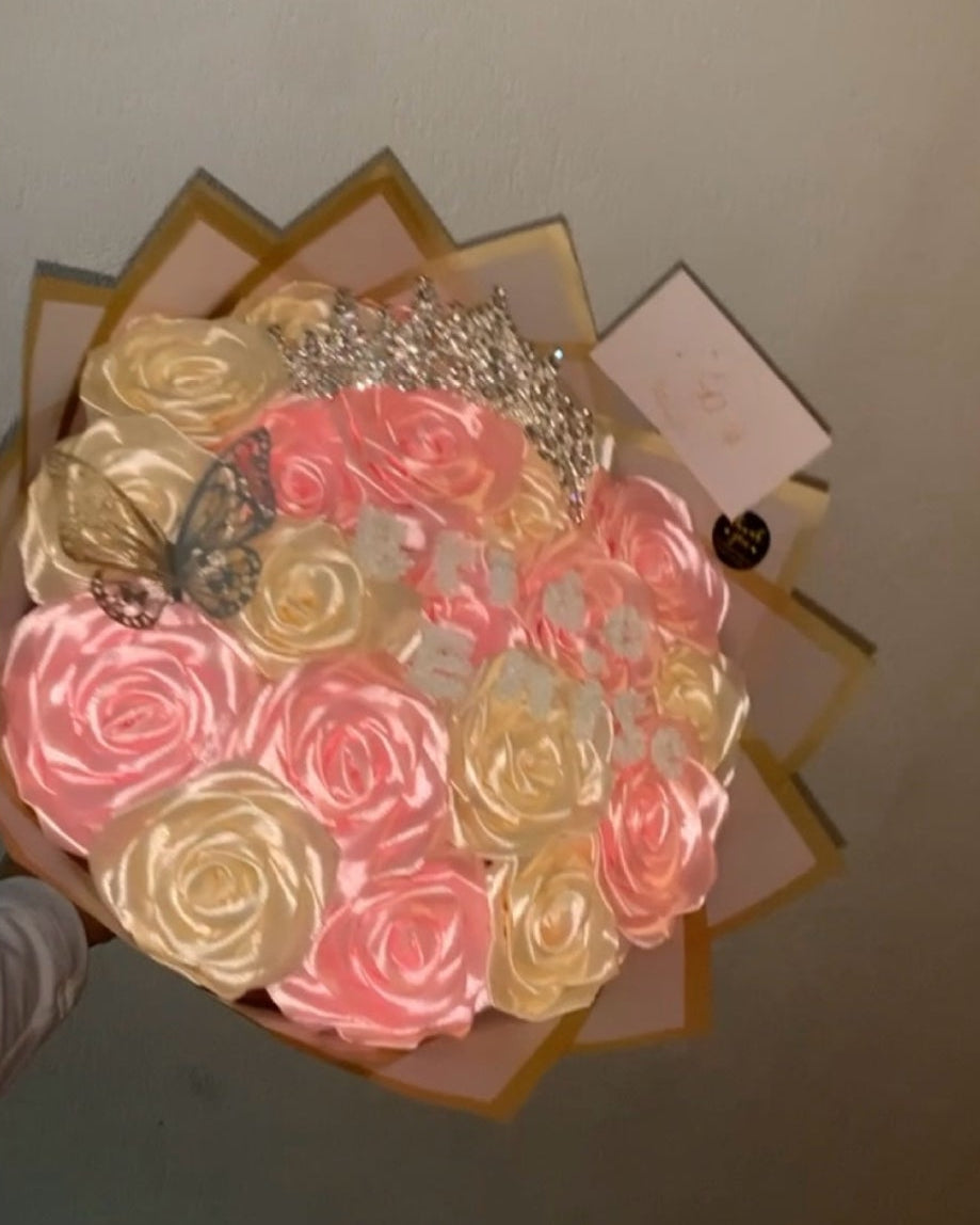 Bouquet de roses satinée éternels